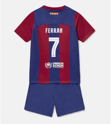 Barcelona Ferran Torres #7 Hjemmebanesæt Børn 2023-24 Kort ærmer (+ korte bukser)